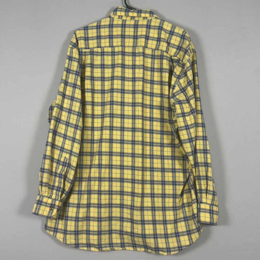 Scott Barber Plaid Shirt Mens‎ Large Yellow Blue Vintage 90s NWOT Cotton Button - Picture 2 of 7